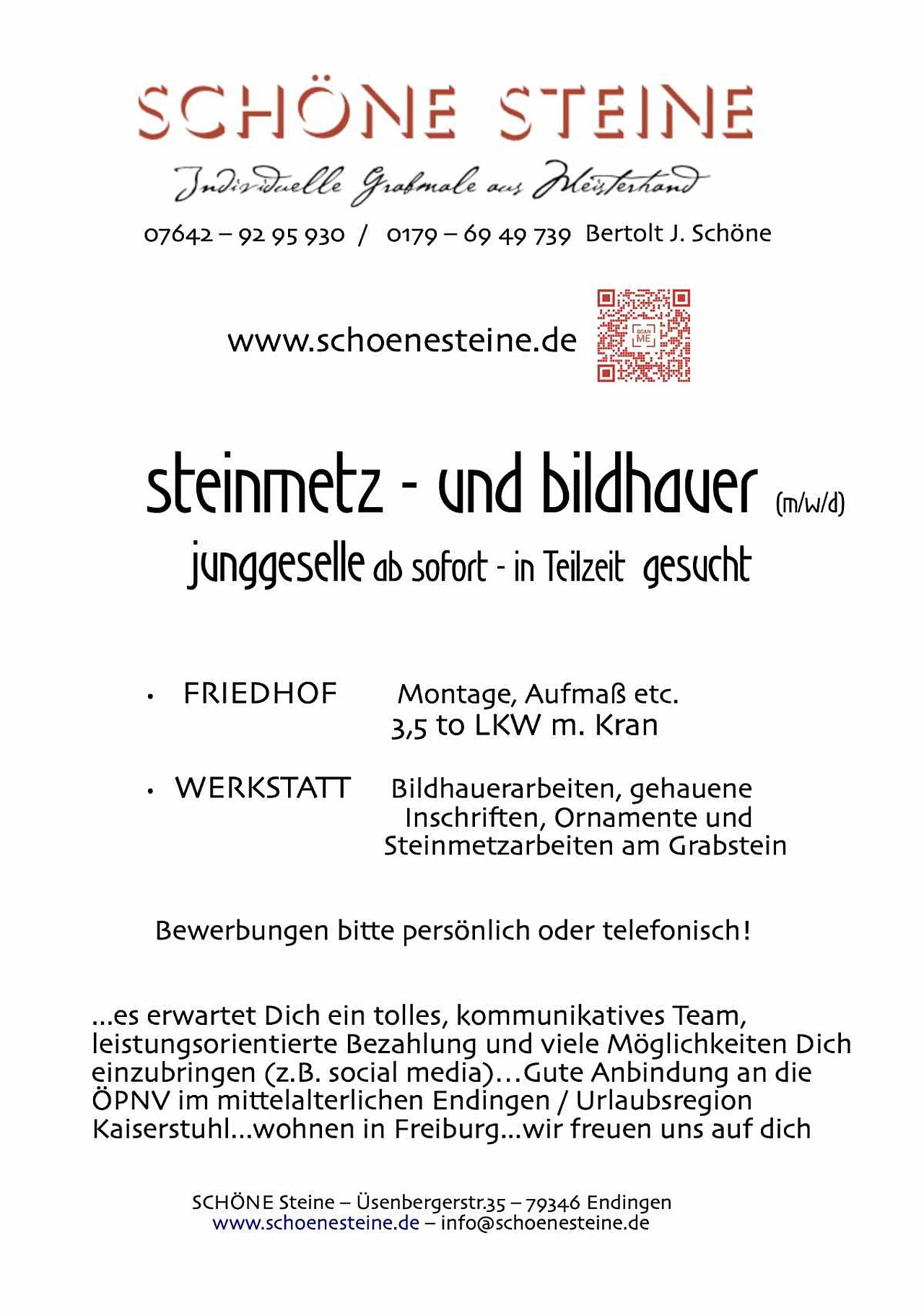 Junggeselle/in gesucht SCHÖNE STEINE Endingen